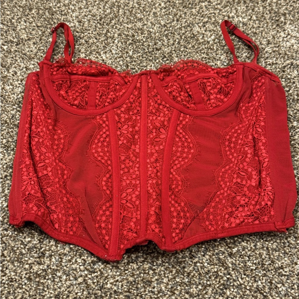 Red Lace Bustier Top size small